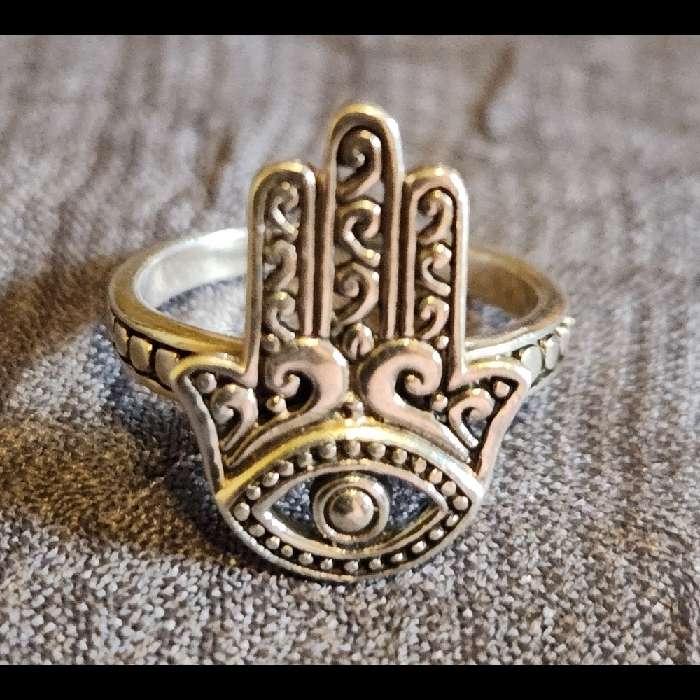 Sterling Silver Hamsa Hand Ring